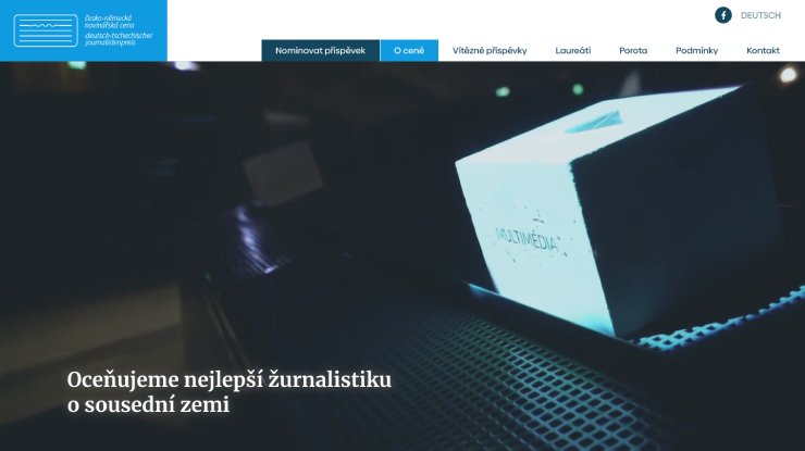 Ukázka webové stránky Česko-německá novinářská cena