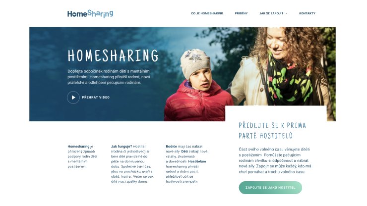 Ukázka webové stránky Homesharing