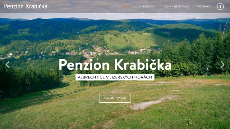 Ukázka webové stránky Penzion Krabička